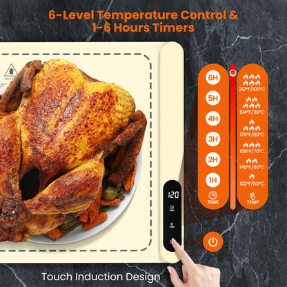 M Buder Food Warming Tray, Electric Warmer Mat, Adjustable Temperature, for Party, Family Dinner, Residential, Commercial