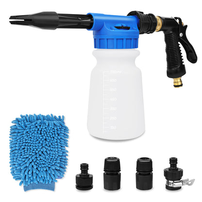 OHHANI Foam Cannon Adjustable Pressure Washer Foam Cannon, Professional Car Wash Gun, Nozzle Accessories, High-Density Cleaning Mitt for Car Washing and House Cleaning, Blue