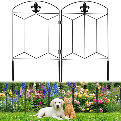 OHHANI Fence 10 Panels 26"x 24" Black Rustproof Metal Wire for Landscape Patio Yard Outdoor Decor