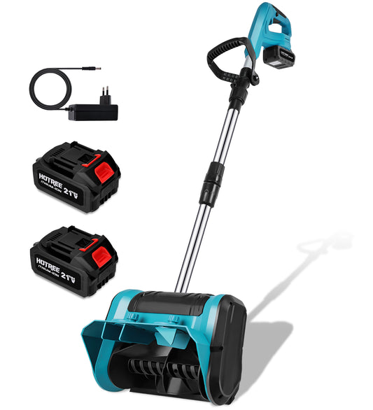 HOTREE 12-Inch Cordless Snow Blower, 21V Electric Snow Shovel with 2*2.0Ah Battery, 26FT Throw Distance, Lightweight 10lb for Driveway, Steps, Patio, and Sidewalk