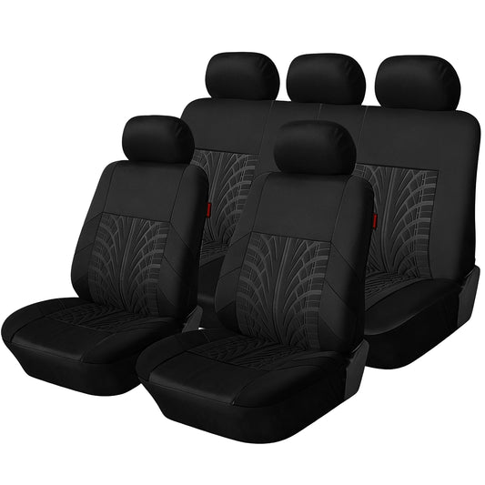 FLORAY 9-Piece Car Seat Covers - Airbag Safe, Thickened, Split Rear, Machine Washable - Universal Fit for Cars, SUVs, Trucks, Black