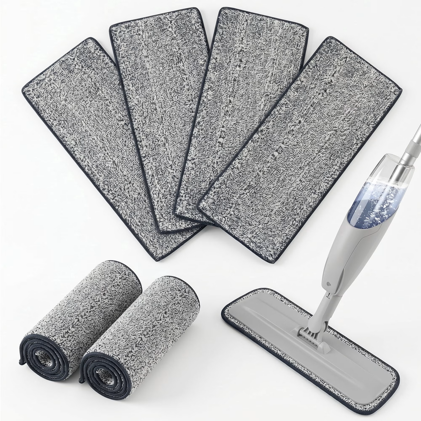 FVSA Reusable Mop Pads, Washable Microfiber Floor Refills, 15" x 4.7", 6 Pack