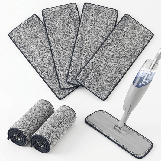 FVSA Reusable Mop Pads, Washable Microfiber Floor Refills, 15" x 4.7", 6 Pack