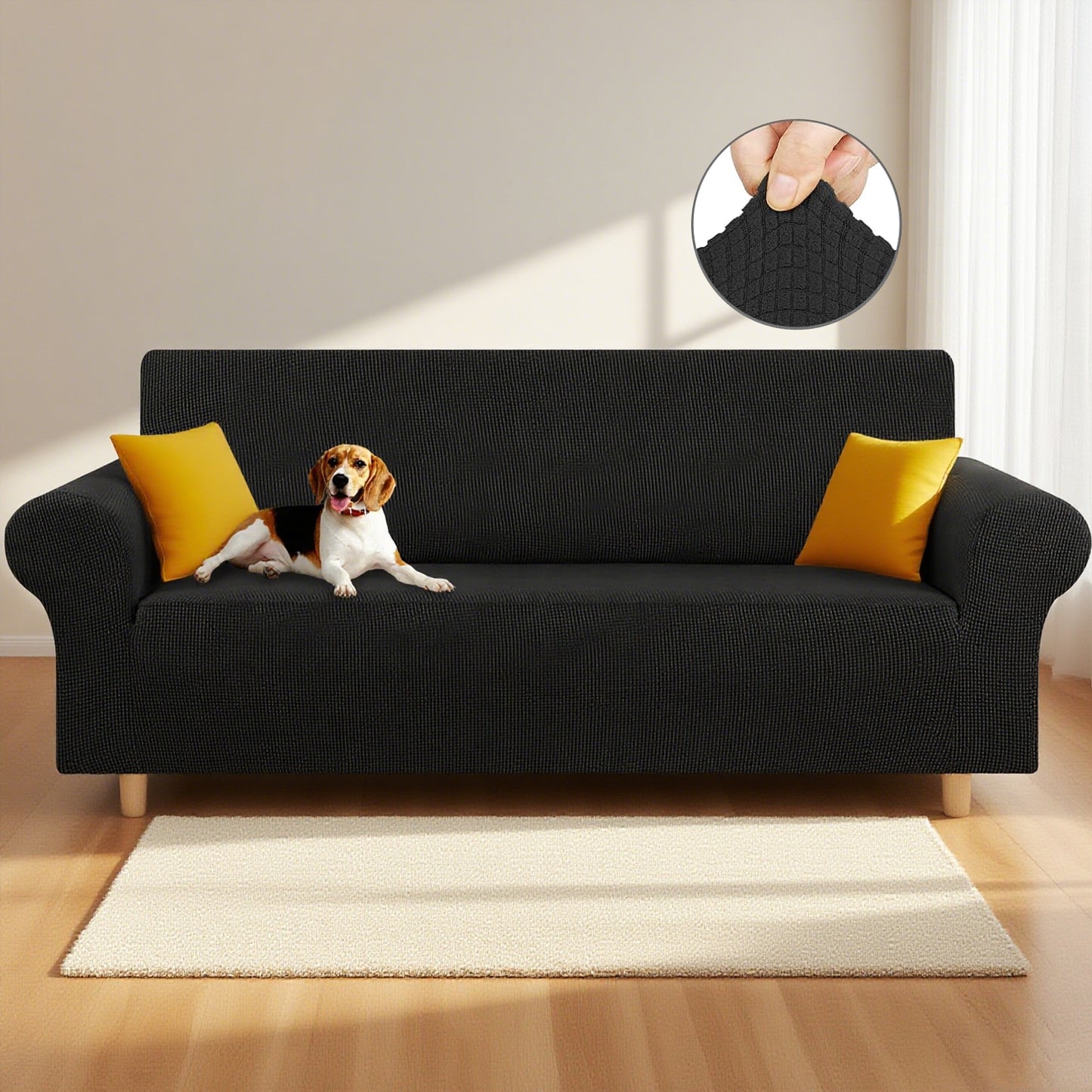 WEENEED Sofa Cover Non Slip Couch Cover Stretch Slipcover Leakproof Couch Protector for Kids Dogs Cats Pets, Black