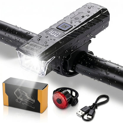 MORSUMA Bike Light Set, IPX4 Waterproof Smart Sensor Headlight with LCD Display, Black