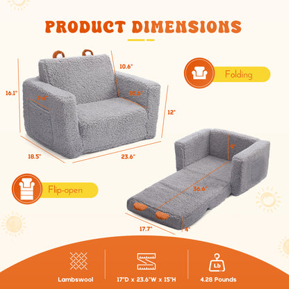 Rupoun Kids Couch Toddler Sofa Convertible Foldable Flip Open Sofa for Girls and Boys, Gray