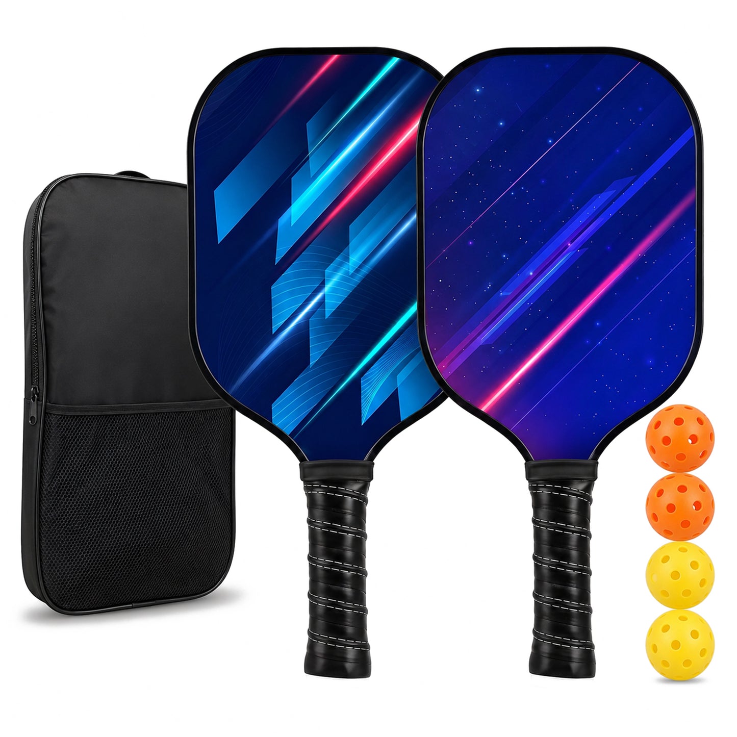 Feeray Pickleball Paddles Set of 2, USAPA Approved Lightweight Graphite Rackets with Honeycomb Core, 4 Balls and Backpack