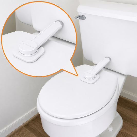 ZNQPLF White No Drill Baby Proof Toilet Lock, 2 Pack 3M Adhesive Universal Child Safety Lid Lock for Most Toilets