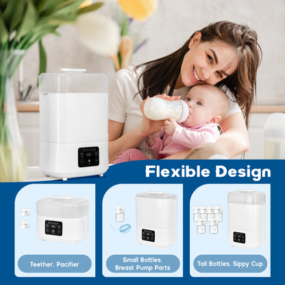 RUPOUN Baby Bottle Sterilizer and Dryer, Electric Steam Sterilizer with Bottle Warmer and Dryer Function, White