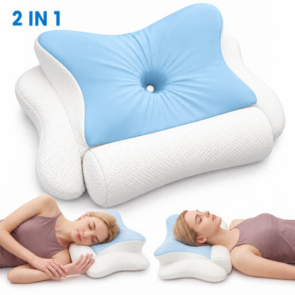 Alylo Contour Memory Foam Cervical Pillow for Neck Support, Ergonomic Bed Pillows for Side Back Stomach Sleepers, Gray