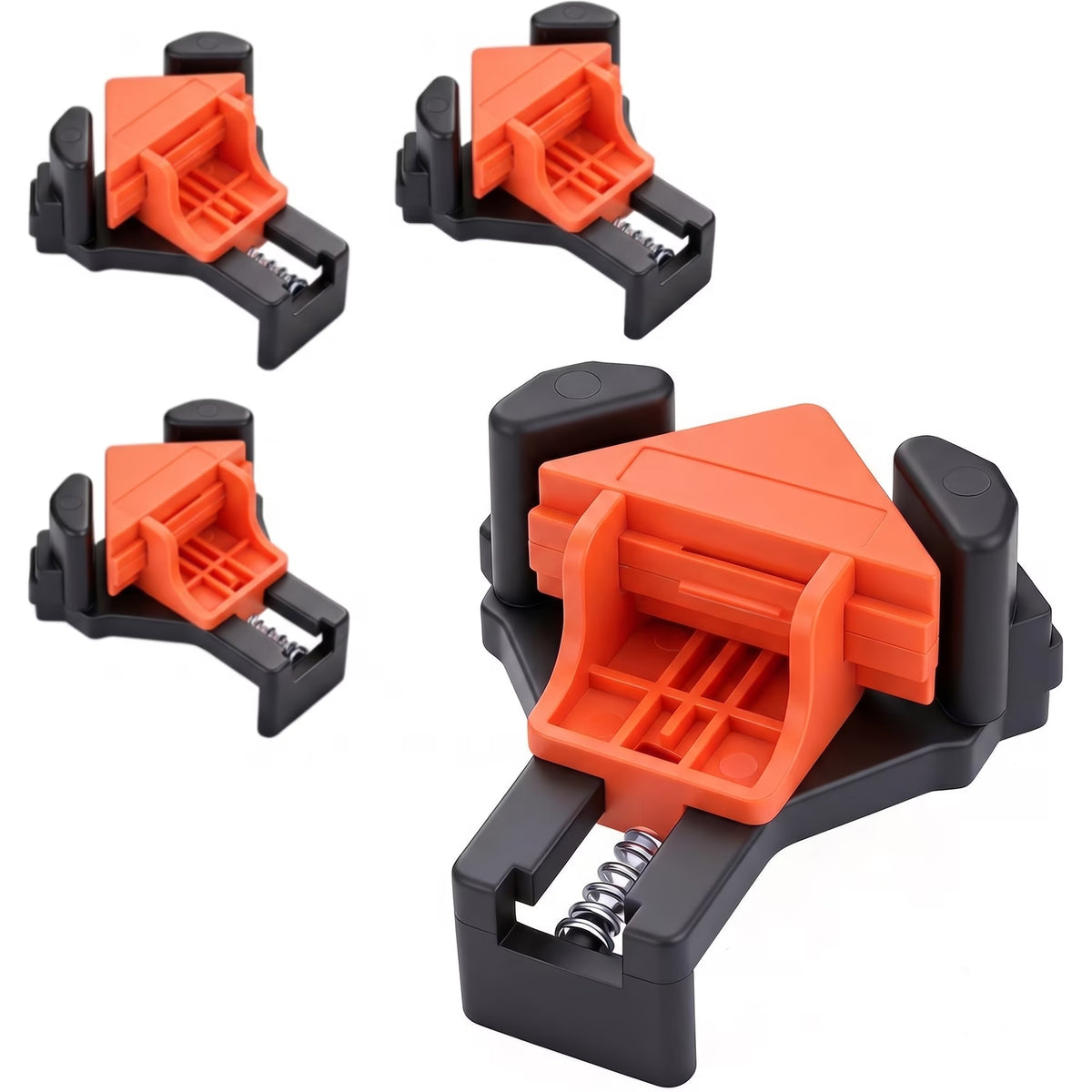 Ouneot 4‑Pack Corner Clamps, 90 Degree Right Angle Woodworking Clamps, Adjustable Spring‑Loaded Wood Clamps for Cabinet & Frame DIY Assembly