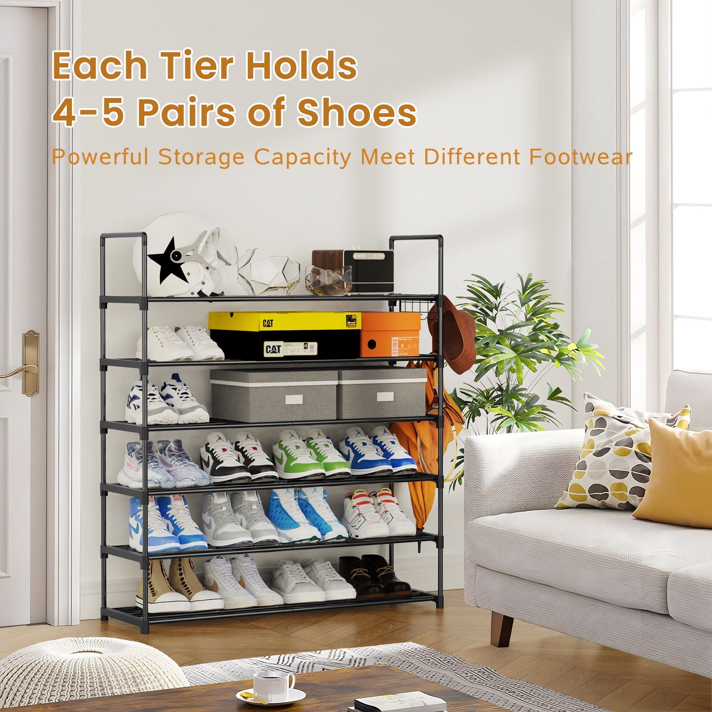 Riousery 6 Tiers Shoe Rack Shoe Storage Organizer for Entryway Closet, 38.4 Inch Length Stackable Shoe Shelf Hold up to 30-40 Pairs Shoes