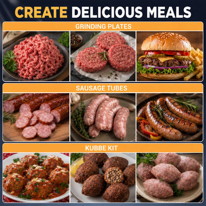 Casualife Electric Meat Grinder & Slicer, Multifunctional Food Processor, 5 Slicing Cones, 3 Molds (Includes Kibbeh) & 2 Blades