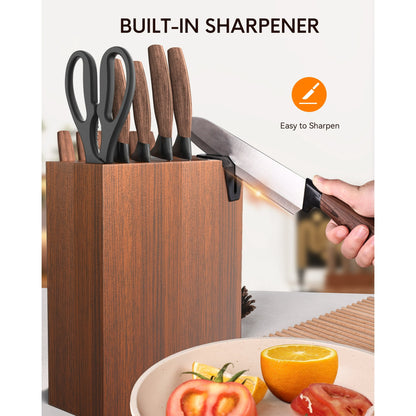 Younghome Kitchen Chef Knife Set, 13 Pcs High Carbon Stainless Steel Sharp Knife Set with Block Built-in Sharpener, Razor-Sharp