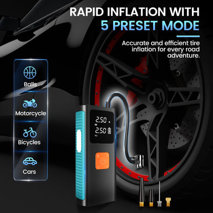 Floray Car Jump Starter with Air Compressor – 16V Jump Pack & Tire Inflator with 5 Pressure Modes, Power Bank, Emergency LED Light, and Smart Safety Protection