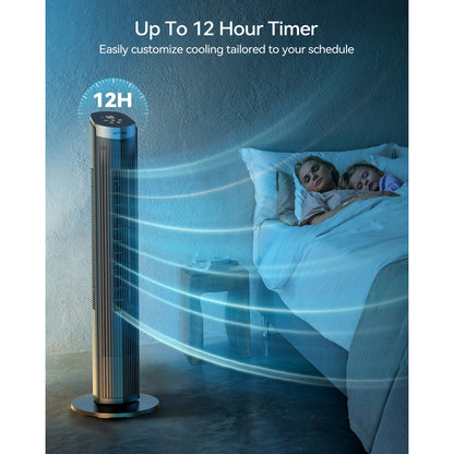 NFTIGB 40 inch Tower Fan Bladeless Fan for Bedroom, 70° Oscillating, 5 Speeds 3 Modes with Remote