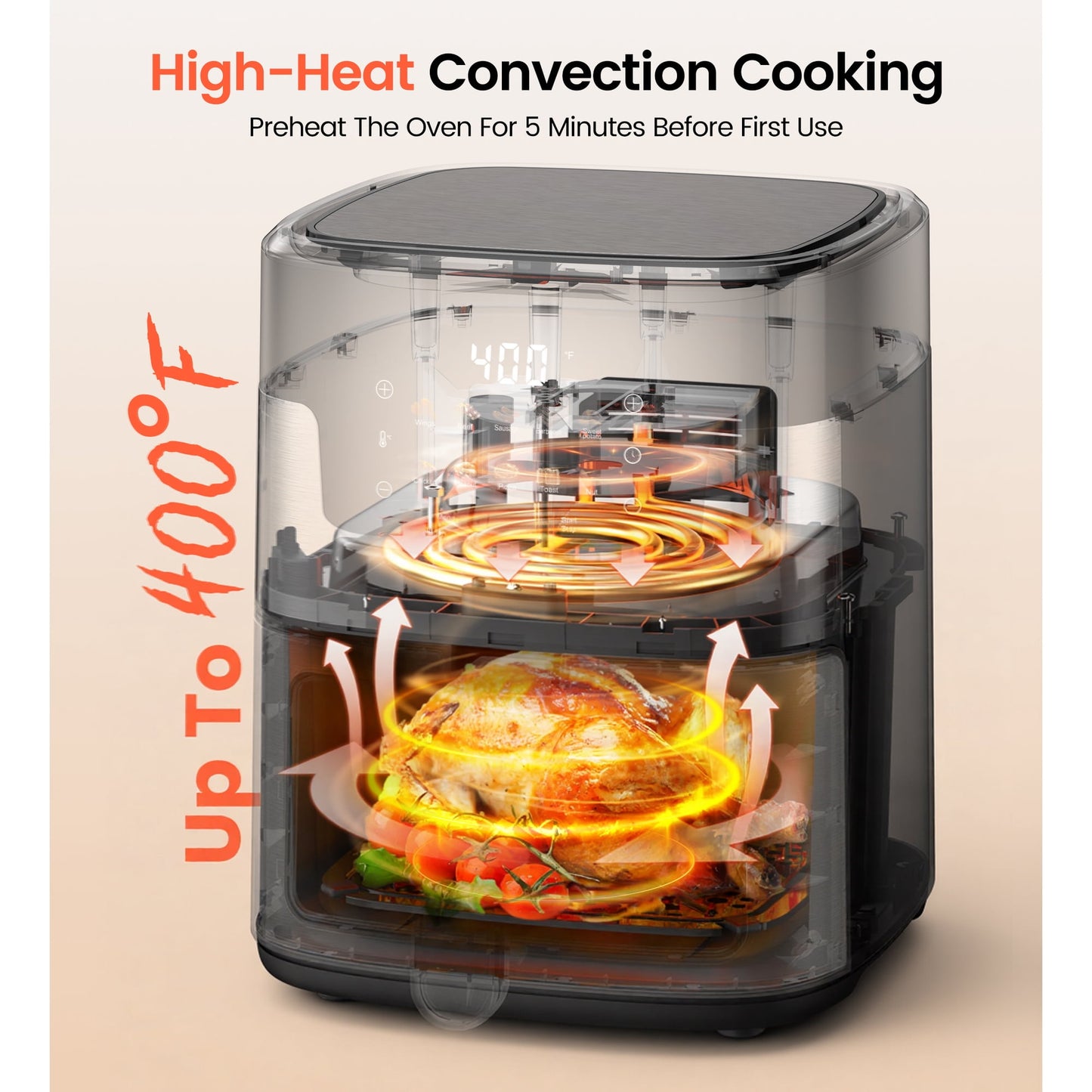Suodoka 10 in 1 Air Fryer 6 Qt Capacity, Compact Countertop with Nonstick Basket, 400F Air Crisp