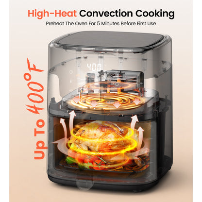 Suodoka 10 in 1 Air Fryer 6 Qt Capacity, Compact Countertop with Nonstick Basket, 400F Air Crisp