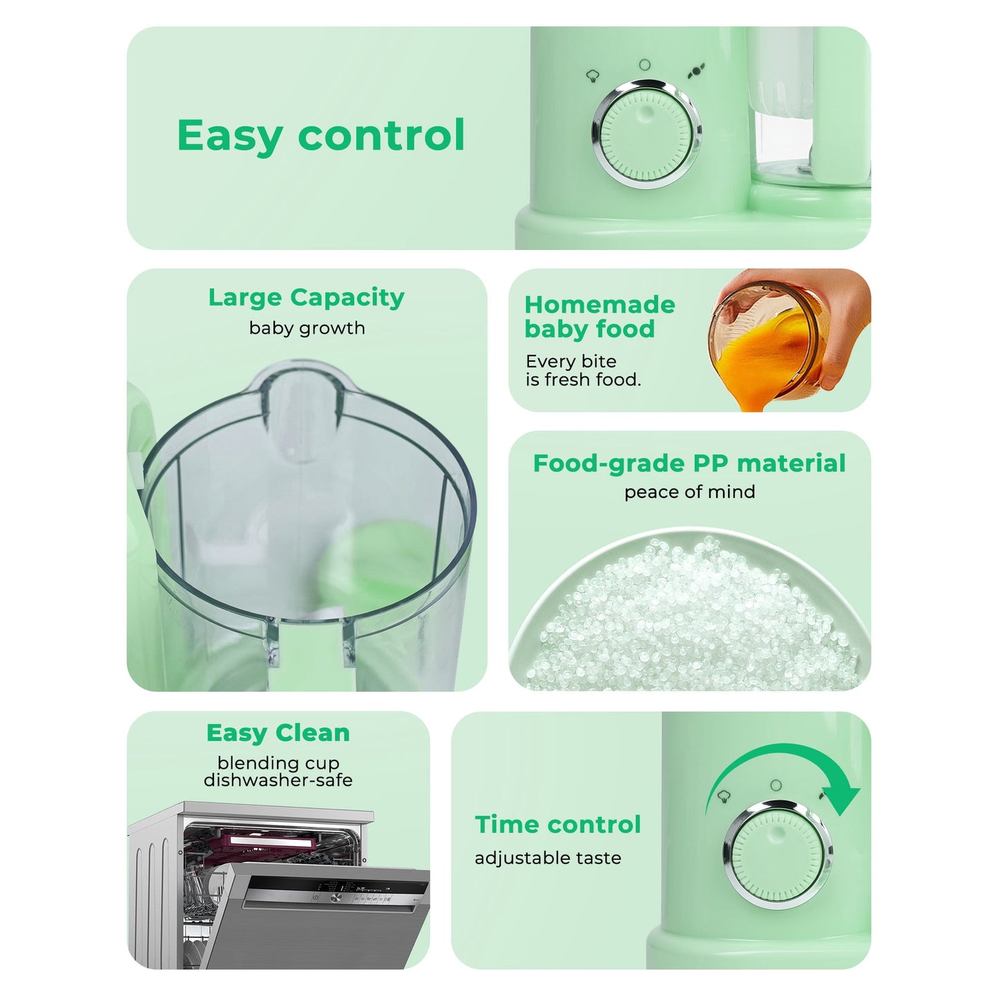 Granlass Baby Food Maker with Steam Basket, Steamer Puree Blender Grinder Mills Machine for Healthy Homemade