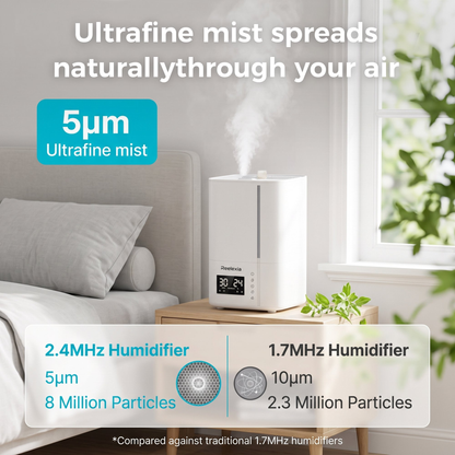 Reelexia 6L Cool Mist Humidifiers for Large Room, Home Ultrasonic Humidifier with Humidistat, Sleep Mode, Night Light, Aroma Tray,White