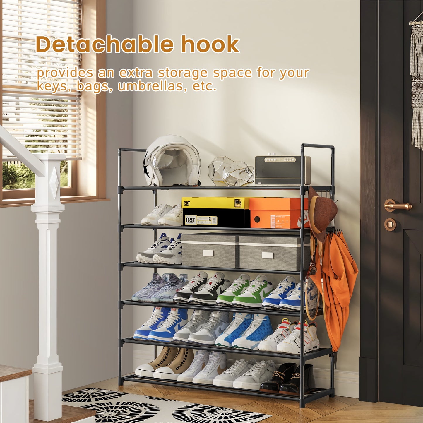 Riousery 6 Tiers Shoe Rack Shoe Storage Organizer for Entryway Closet, 38.4 Inch Length Stackable Shoe Shelf Hold up to 30-40 Pairs Shoes