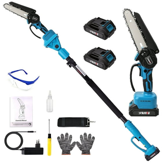 HOTREE 2 in 1 Cordless Pole Saw, 6-inch Pole Chainsaw Mini Handheld Chainsaw, 15 ft Extension Pole Saw for Effortless Tree Trimming