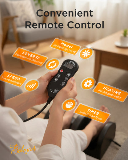 M Buder Foot Massager, Shiatsu Spa with Heat for Comfort and Relief, Gift, Black