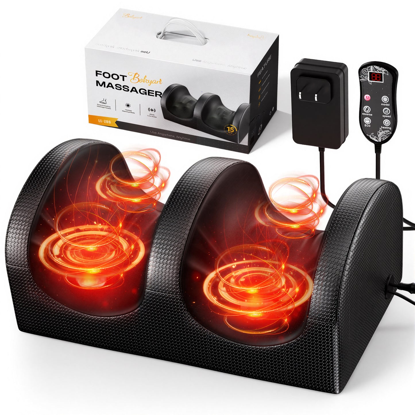 M Buder Foot Massager, Shiatsu Spa with Heat for Comfort and Relief, Gift, Black