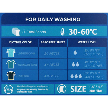 FVSA Color Catcher, Laundry Dye-Trapping Sheets, 80 Count, Unscented, Prevent Color Runs