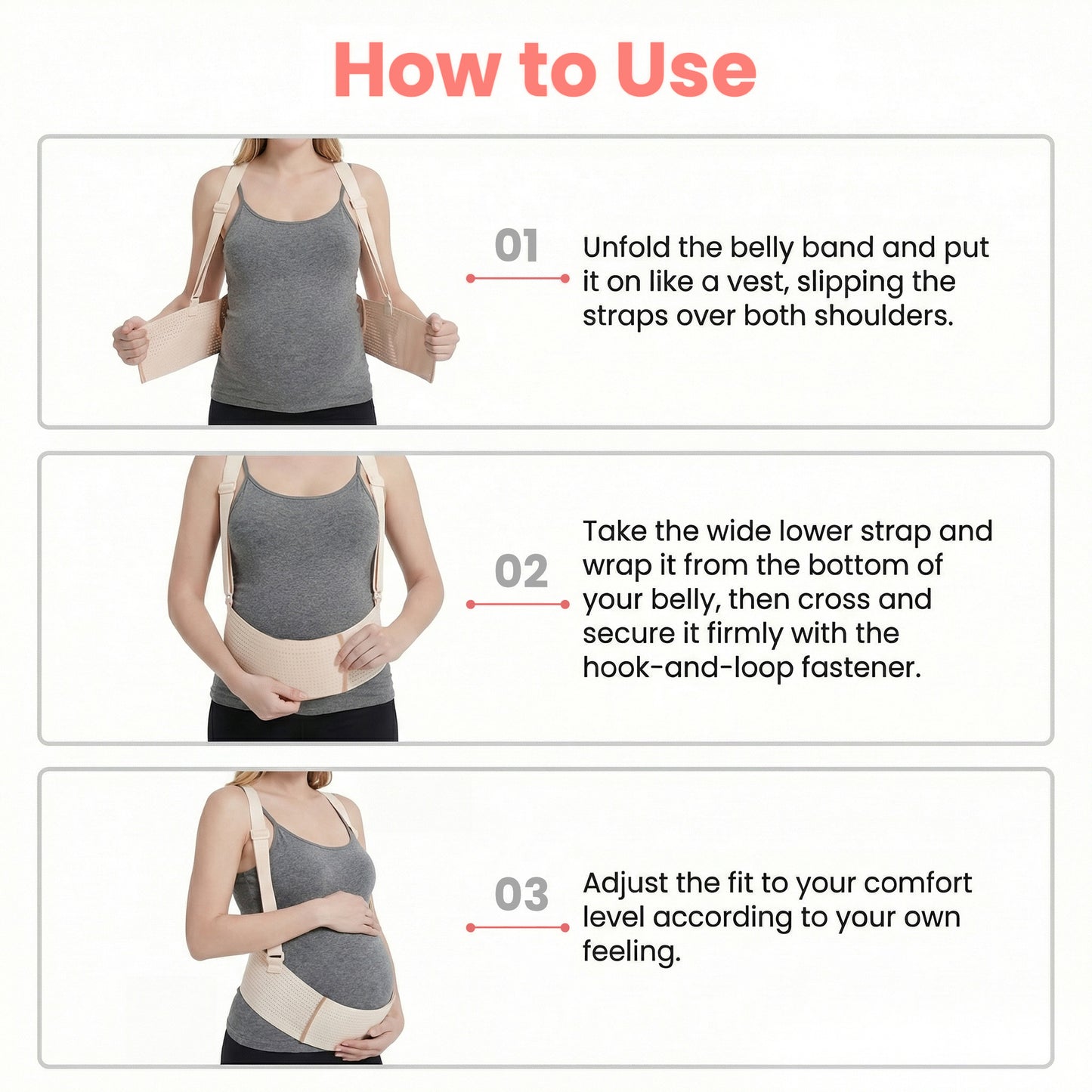 RUPOUN Maternity Belly Band – Back & Abdomen Support for Pregnant Women, Beige