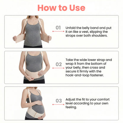 RUPOUN Maternity Belly Band – Back & Abdomen Support for Pregnant Women, Beige
