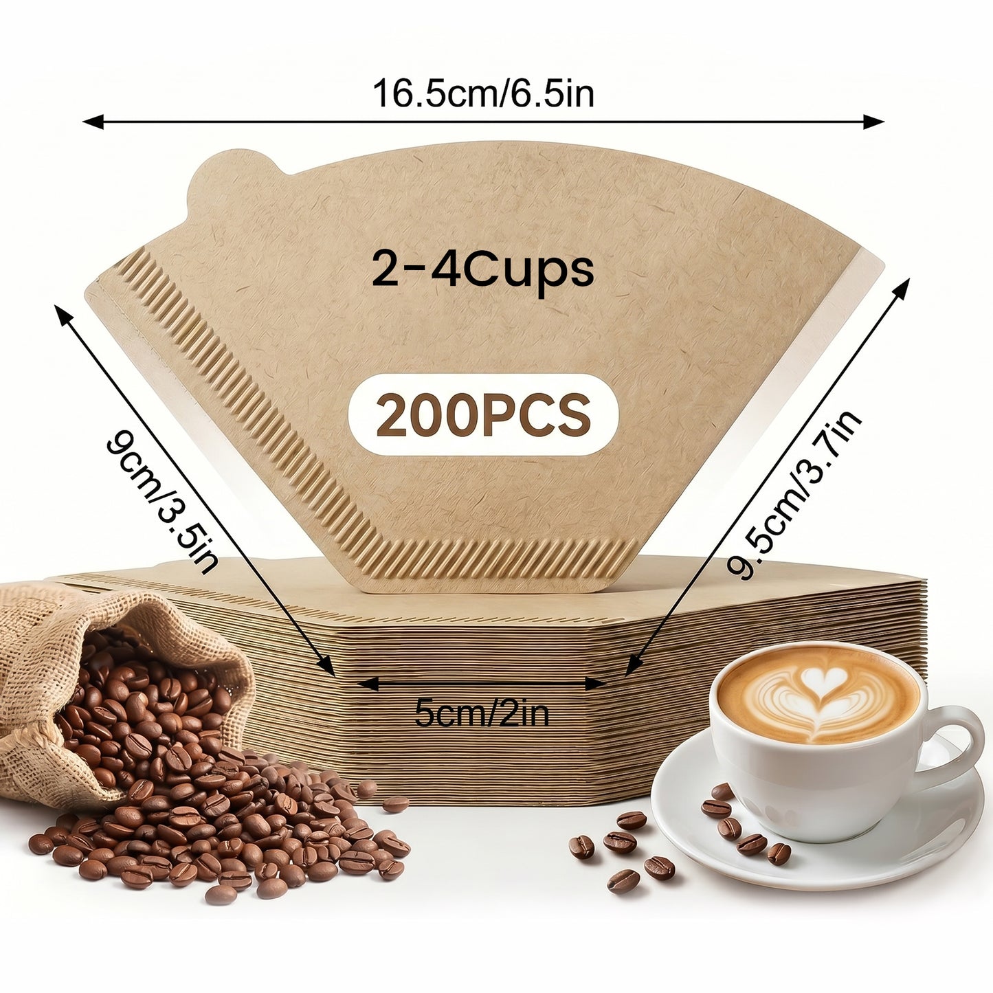 M Buder 200 Count Coffee Filters 2-4 Cup, Unbleached Coffee Filters, Natural Disposable Filter Paper for Coffee Maker