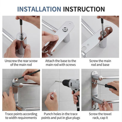 LZSDS Towel Racks for Bathroom Wall Mounted, 304 Stainless Steel Retractable Double Towel Bar 16-29 in with Hooks
