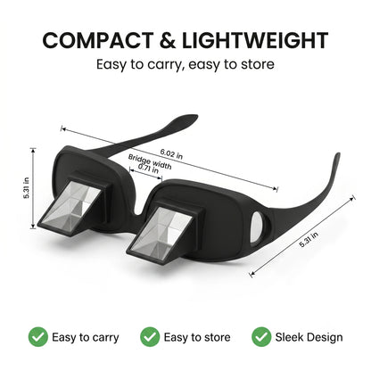 XSAPT Lazy Glasses with 90 Degree Matte ABS Prism for Lying Down Reading and Watching TV, Black, 1-Pack