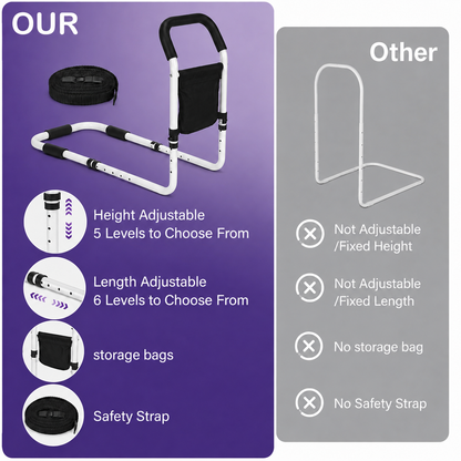 YCPINGC Bed Assist Rails for Seniors, 2026 Upgrade Adjustable Bed Rails for Elderly Adults with Safety Guard, Storage Bag and Fixing Strap