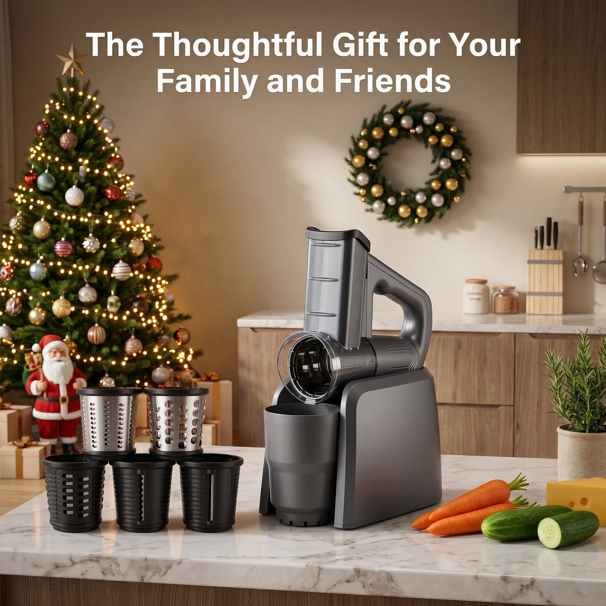M Buder Electric Cheese Grater, 5 Blades Electric Grater for Home Kitchen, One-Touch Control Electric Cheese Shredder , Mandoline Slicer, Battery Digital Display, Gray