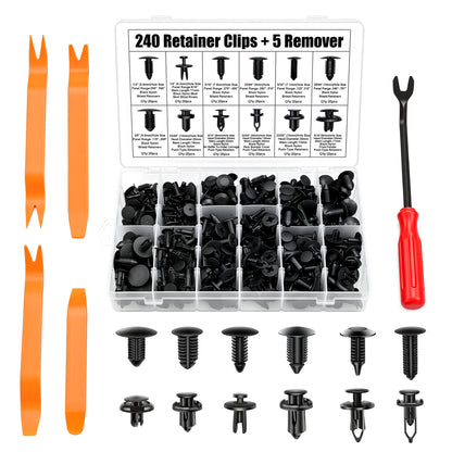 MORSUMA 240-Piece Car Clips Set with Removal Tools, Assorted Automotive Clips, Bumper Clips Kit