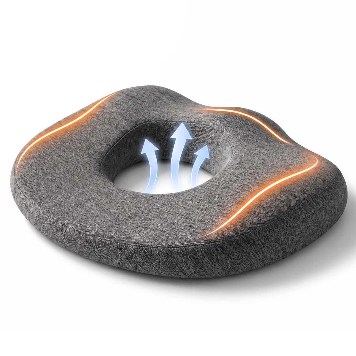 LZSDS Donut Pillow Seat Cushion, Memory Foam Support Pillow for Wheelchair Office Chair, Washable Cover, Non-Slip Bottom, Dark Gray