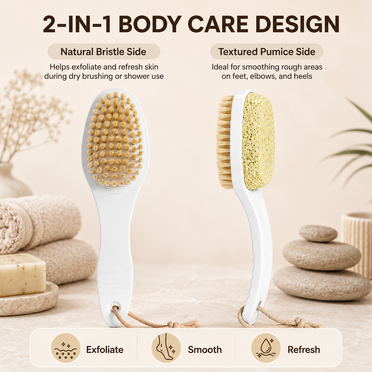 XSAPT Dual Sided Foot Scrubber with Pumice Stone, Pedicure Tool and Callus Remover for Dead Skin, White, 1-Pack