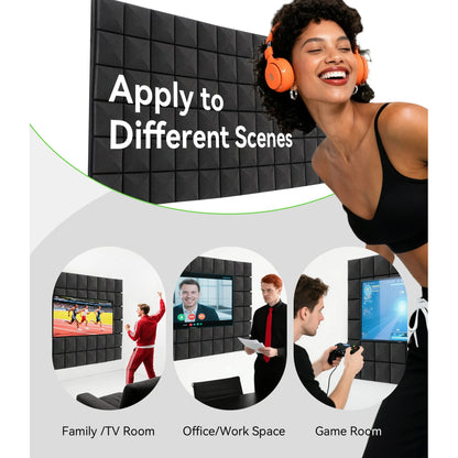 Hodvit 24 Pack Acoustic Foam Panels, 2" x 12" x 12" Mushroom Sound Proof Foam Panles Soundproofing Noise Cancelling Wedge Panels for Home Office Recoding Studio, Black