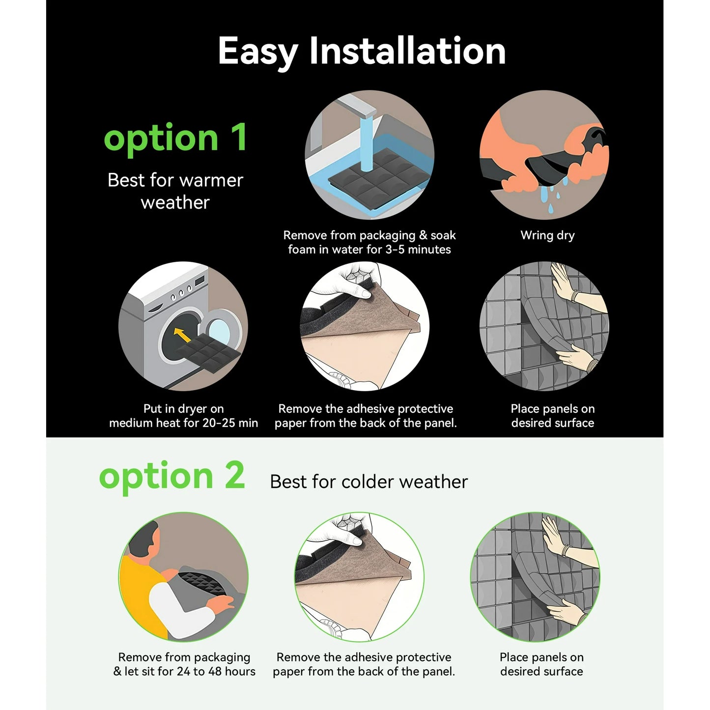 Hodvit 24 Pack Acoustic Foam Panels, 2" x 12" x 12" Mushroom Sound Proof Foam Panles Soundproofing Noise Cancelling Wedge Panels for Home Office Recoding Studio, Black