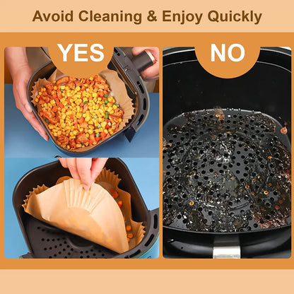 M Buder 100 PCS 6.3-inch Square Air Fryer Liners, Non-stick, Oil-proof, Waterproof Parchment Paper