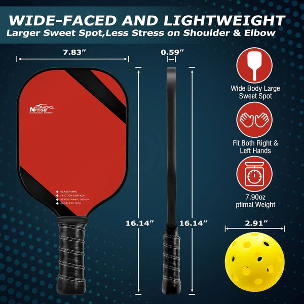 NFTIGB Pickleball Paddles Set, Lightweight, USAPA Approved 2 Pickle Ball Rackets with 4 Balls