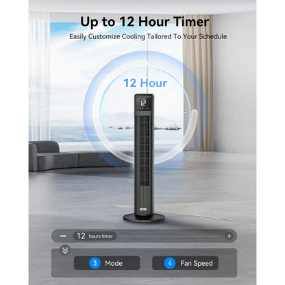 NFTIGB Tower Fans for Home, 36" Oscillating Floor Fan with Remote, 4 Speed 4 Modes,12H Timer,New