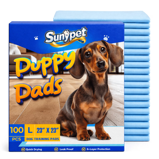 Sunypet Puppy Pads Disposable Dog Potty Training Pads, Quick Dry, Ultra Absorbent, L 23"x23", 100ct