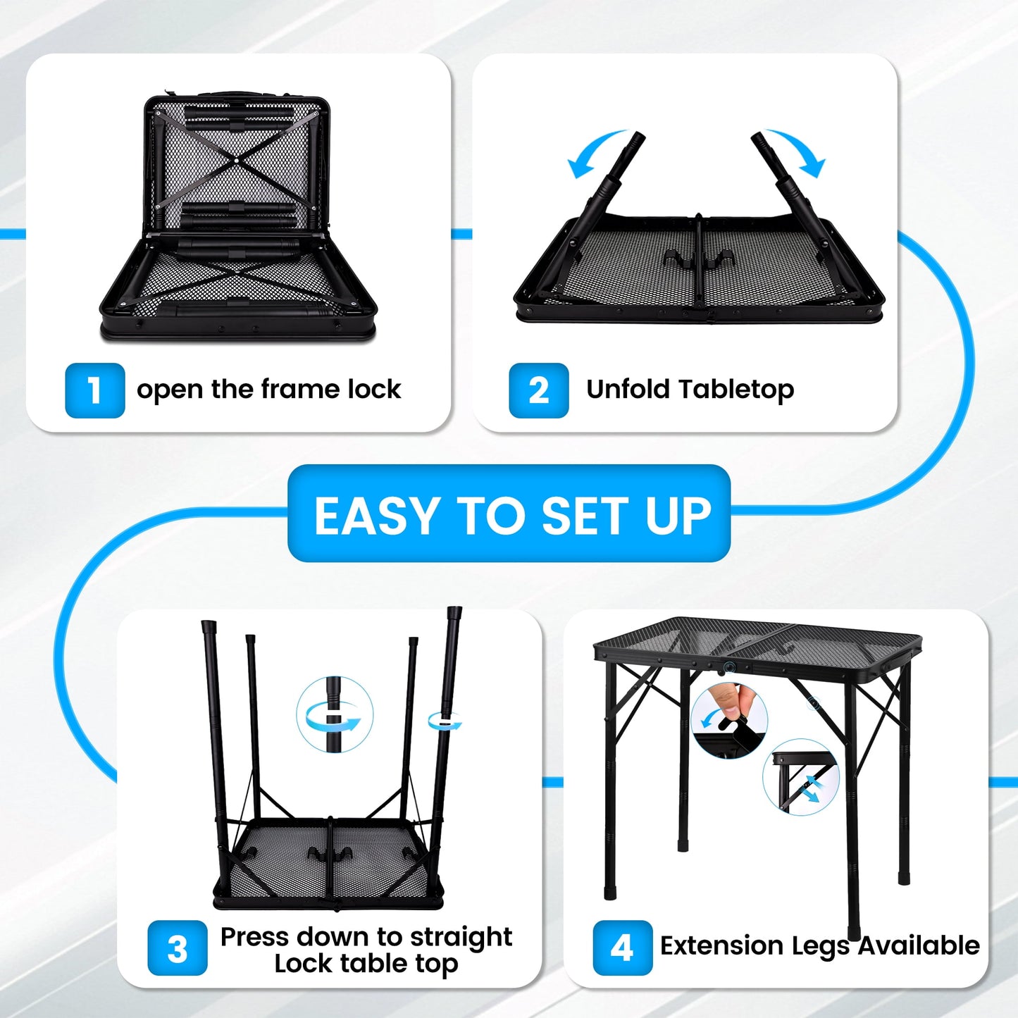 OHHANI Small Folding Grill Table, 2Ft Portable BBQ Table for Camping, Patio, Outdoor Dining & Picnic, Compact & Easy Storage, Black