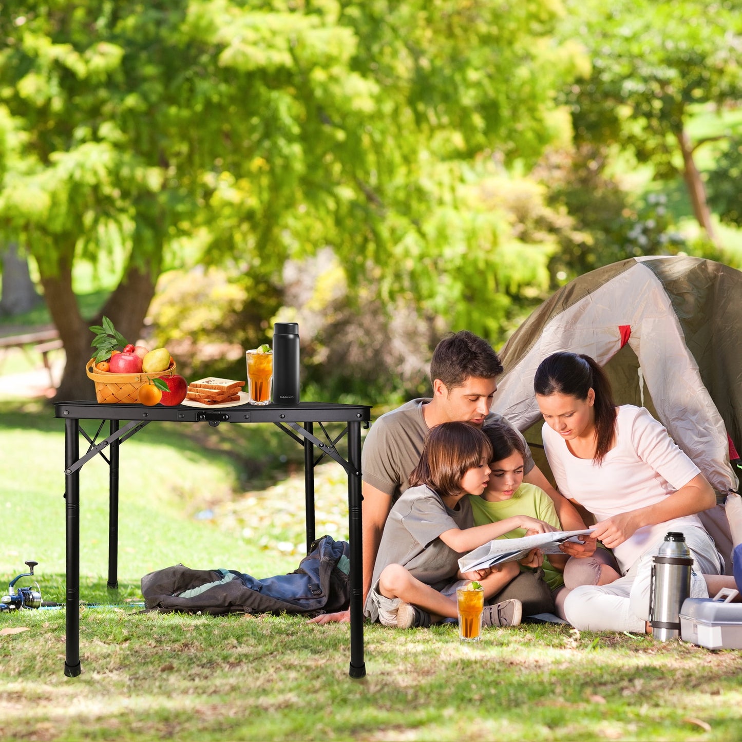 OHHANI Small Folding Grill Table, 2Ft Portable BBQ Table for Camping, Patio, Outdoor Dining & Picnic, Compact & Easy Storage, Black