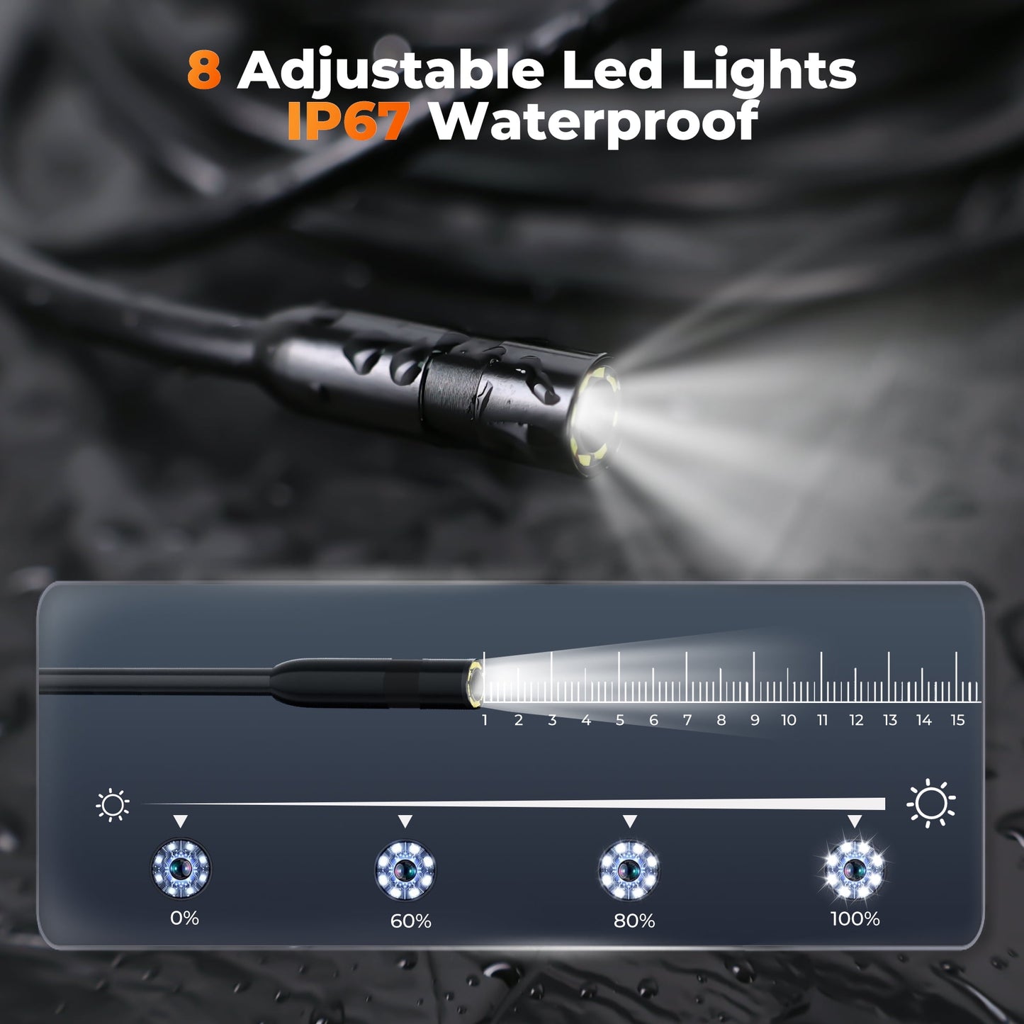 Floray 1080P HD Borescope Endoscope Camera with Light, IP67 Waterproof Snake Camera, 16.5ft Cable, 2600mAh Battery Long Lasting