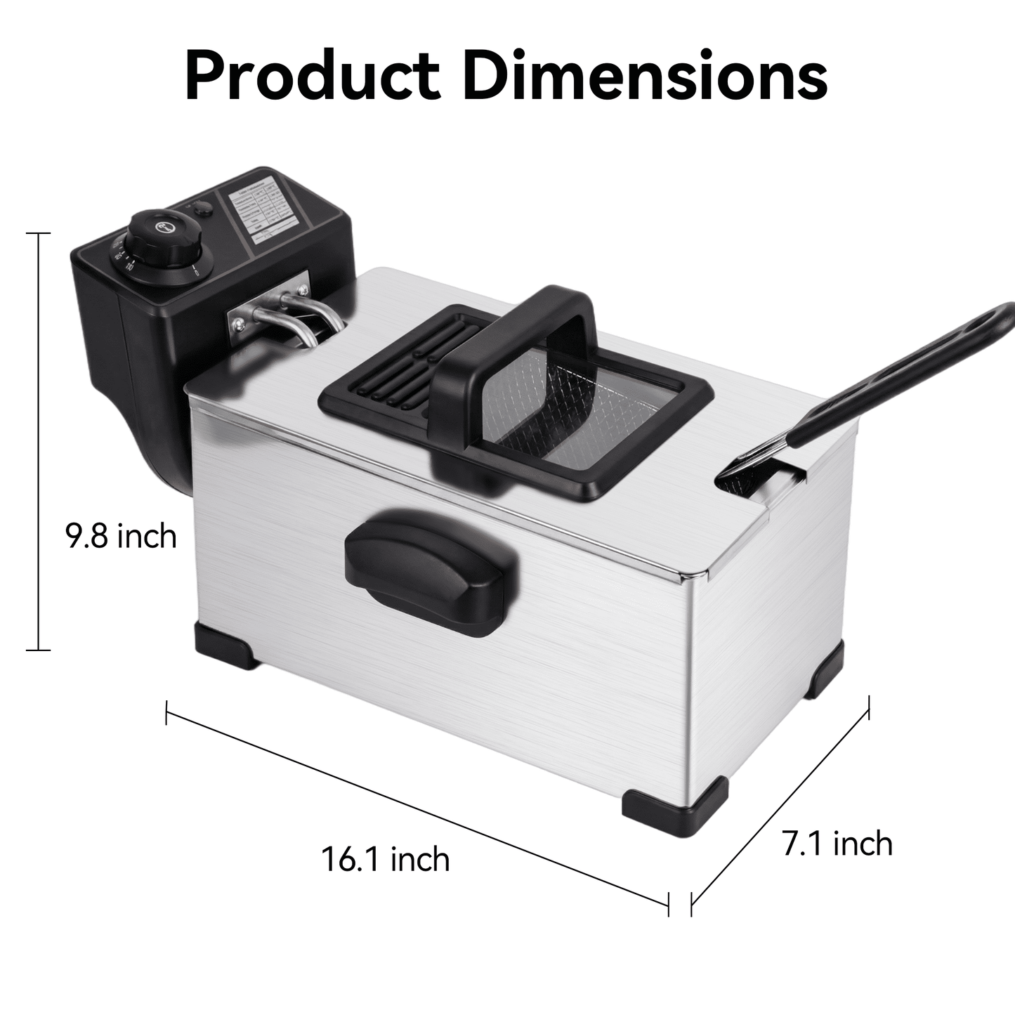 Suodoka Deep Fryer with Baskets, 3.5QT Electric Fryer with Adjustable Temp & Timer, Nonstick Tank for Chicken & Fries