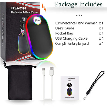 Madala Hand Warmers, 10000Mah Hand Warmers Rechargeable, 7 Changing Colors Lights Electric Hand Warmers, Reusable Hand Warmer for Raynauds, Outdoors, Hunting, Golf, Camping, Women Mens Gifts(Black)